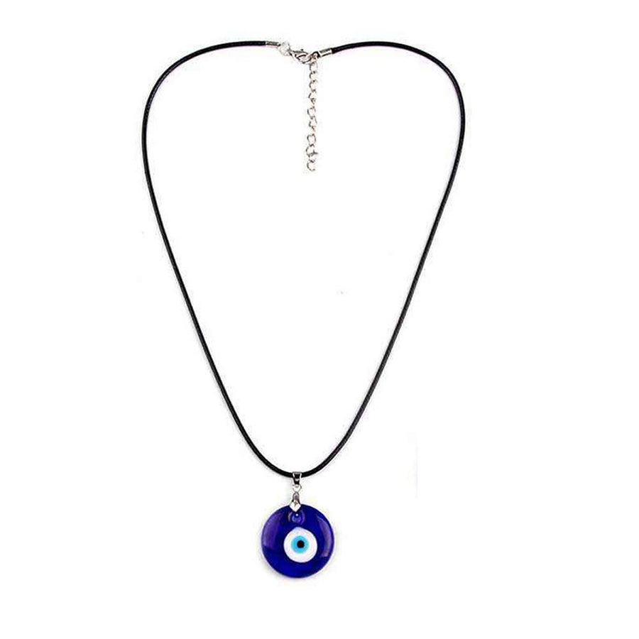 Blue Evil Eye Cord Pendant Necklace
