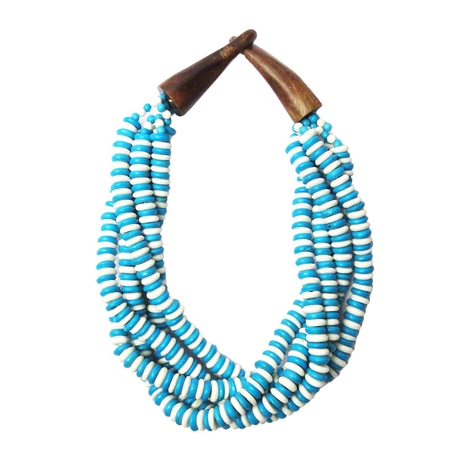 Handcrafted Multi-Strand White Turquoise Genuine Bone Bead Horn Necklace