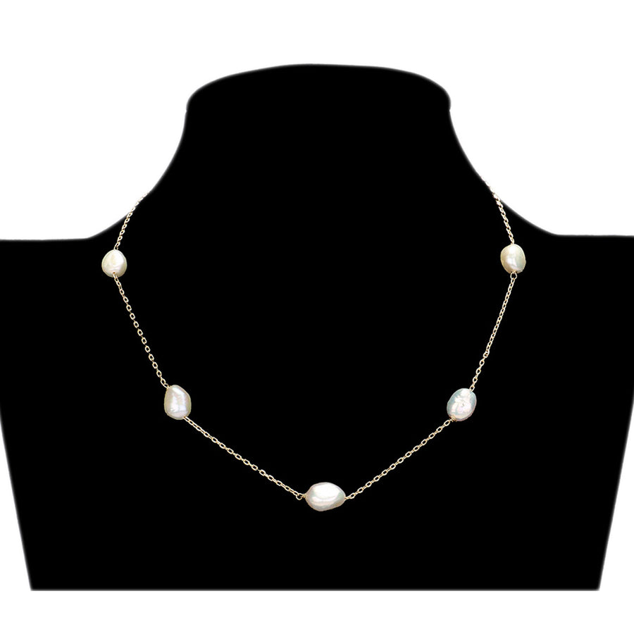 Fresh Water Pearl Gold Chain Necklace