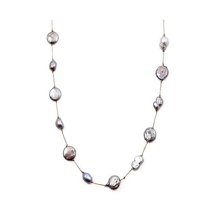 Gray Pearl Link Double Strand Necklace