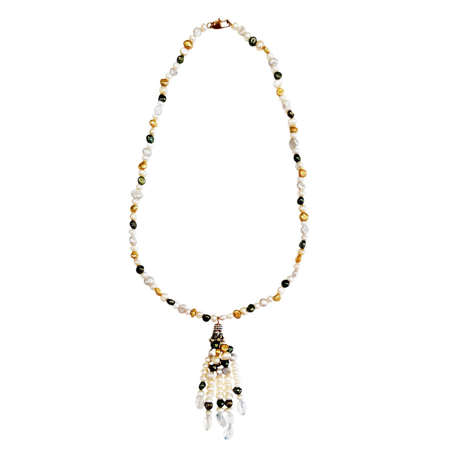 Romantic Genuine Multi Color Fresh Water Pearl Tassel Necklace