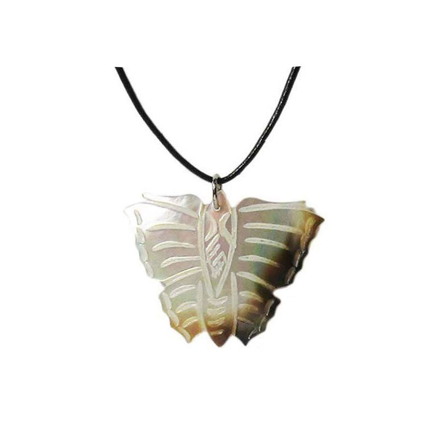 Genuine Seashell Butterfly Pendant Necklace