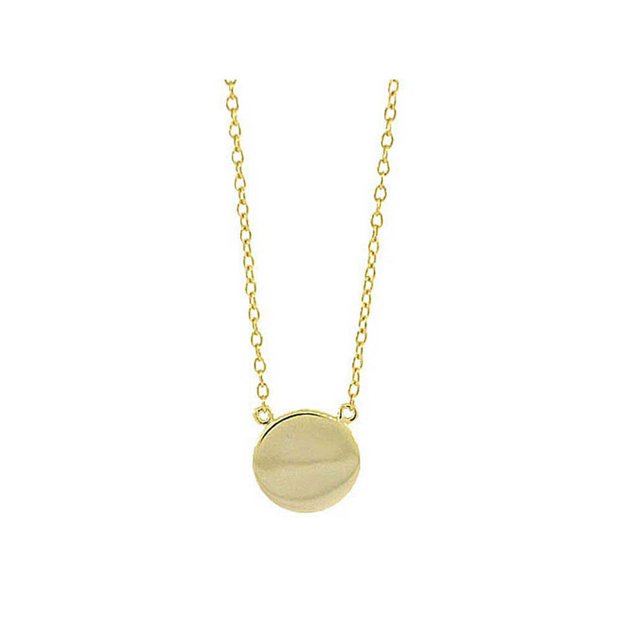 Gold Plated On Silver Round Link Pendant Necklace