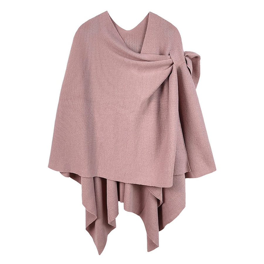 Gorgeous Rust Shoulder Strap Solid Pull Through Ruana Poncho
