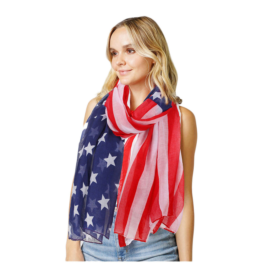 American USA Flag Printed Scarf