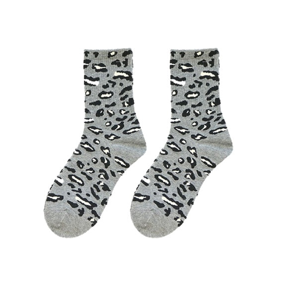 Cream Leopard Pattern Socks