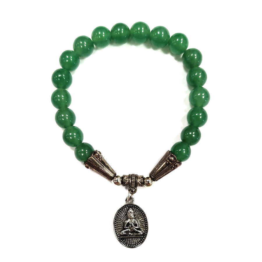 Handcrafted Genuine Green Aventurine Beads Buddha Stretchy Bracelet