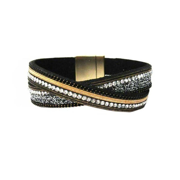 Black Double Strand Crystal Bracelet