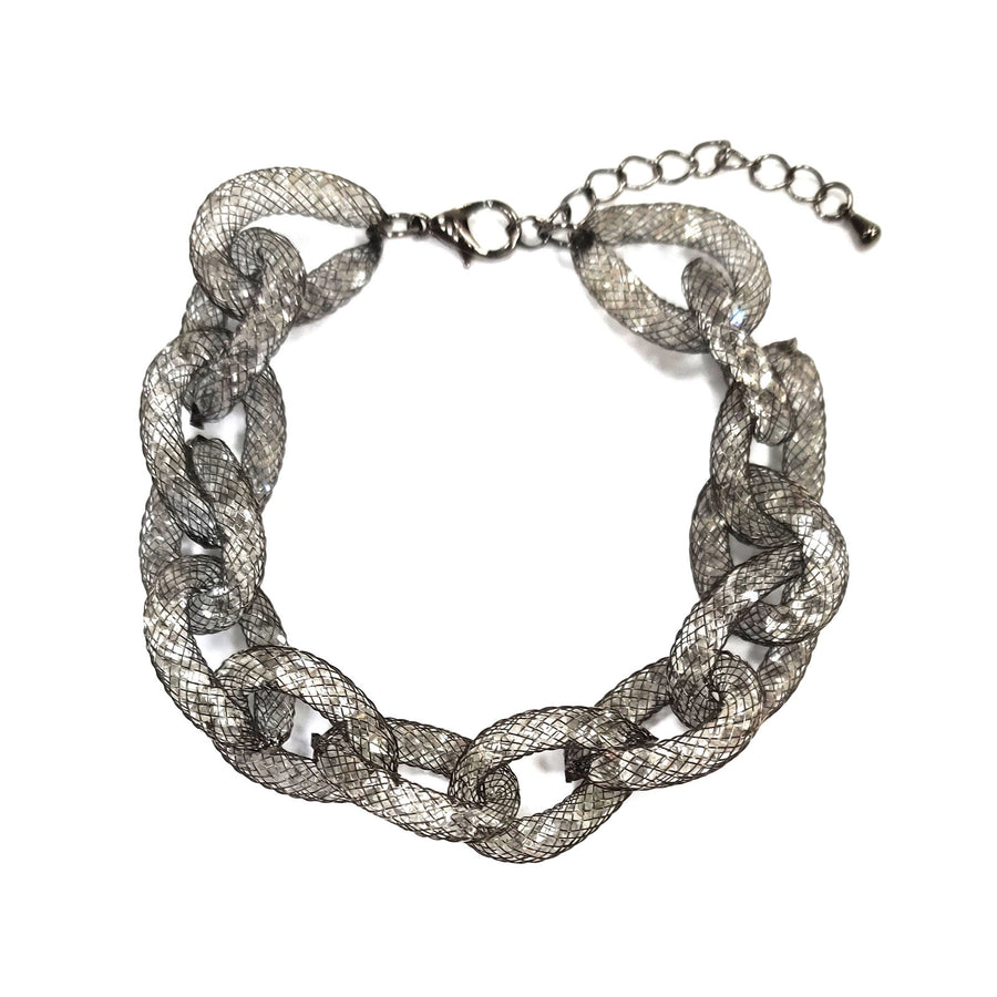 Shimmering Black Mesh Chain Link Bracelet