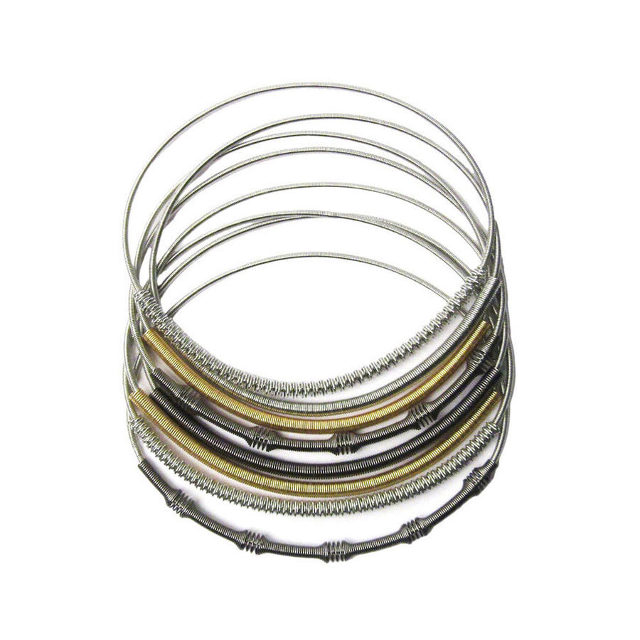 Handcrafted Stack Of Multi Color Piano Wire Bracelet