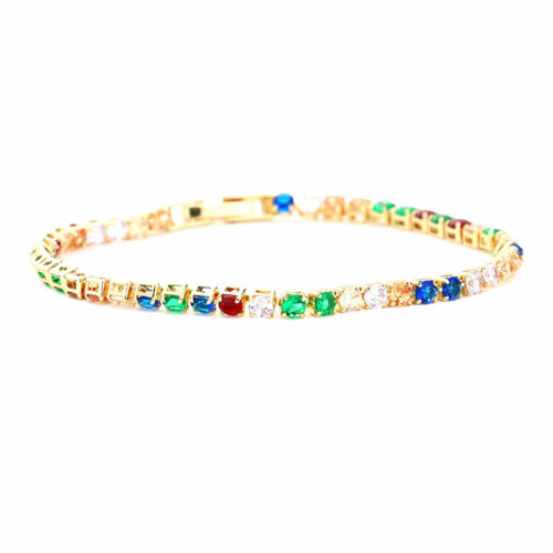 Stunning Multi Color Crystal Beads Tennis Link Bracelet