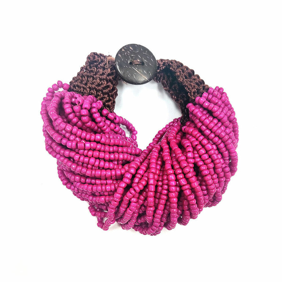 Gorgeous Magenta Pink Multi Strand Bead Bracelet