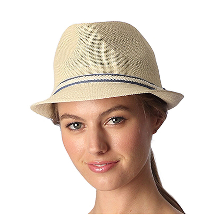 Cream Trim Panama Straw Hat
