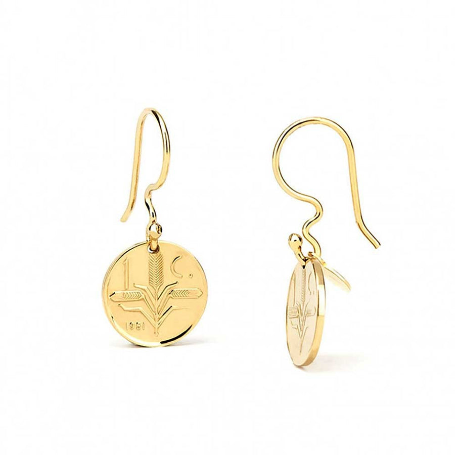 Lustrous 22k Gold Coin Dangle Earrings