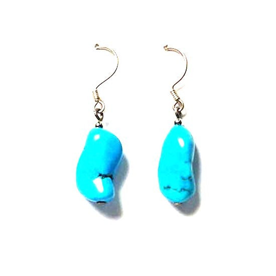 Turquoise Nugget Silver Dangle Earrings