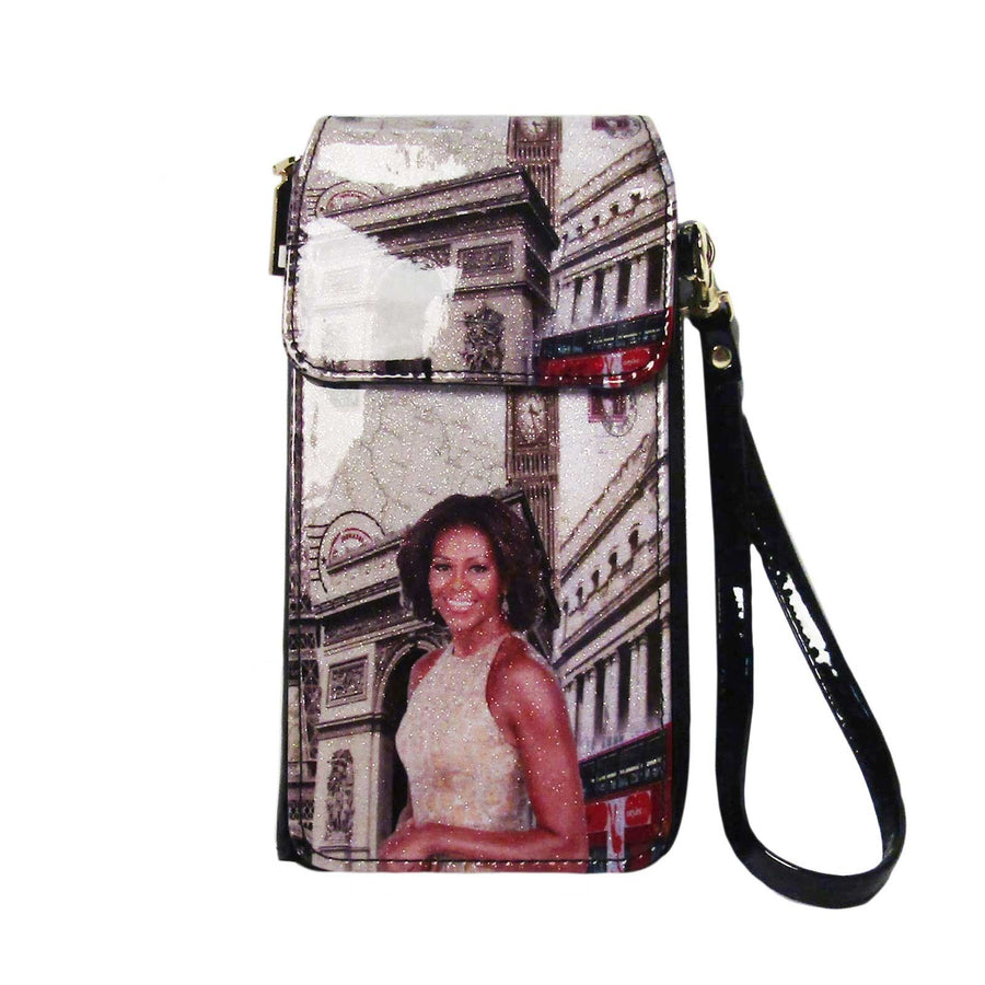 Worldly Beige Michelle Obama Smartphone Wallet Wristlet Case Bag