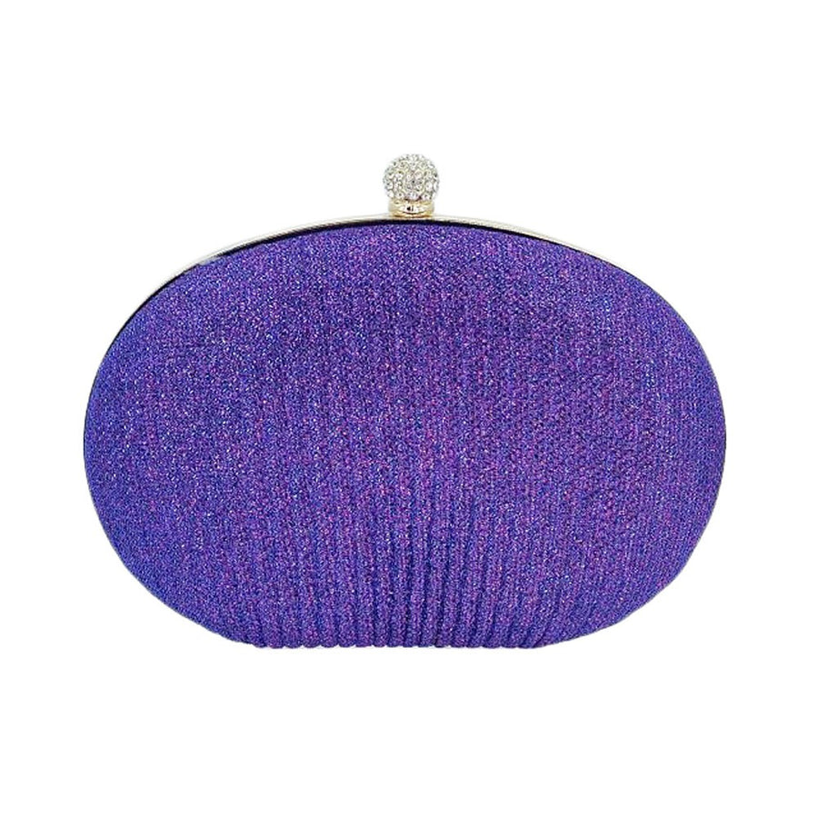 Chic Purple Satin Pleated Minaudiere Evening Case Bag