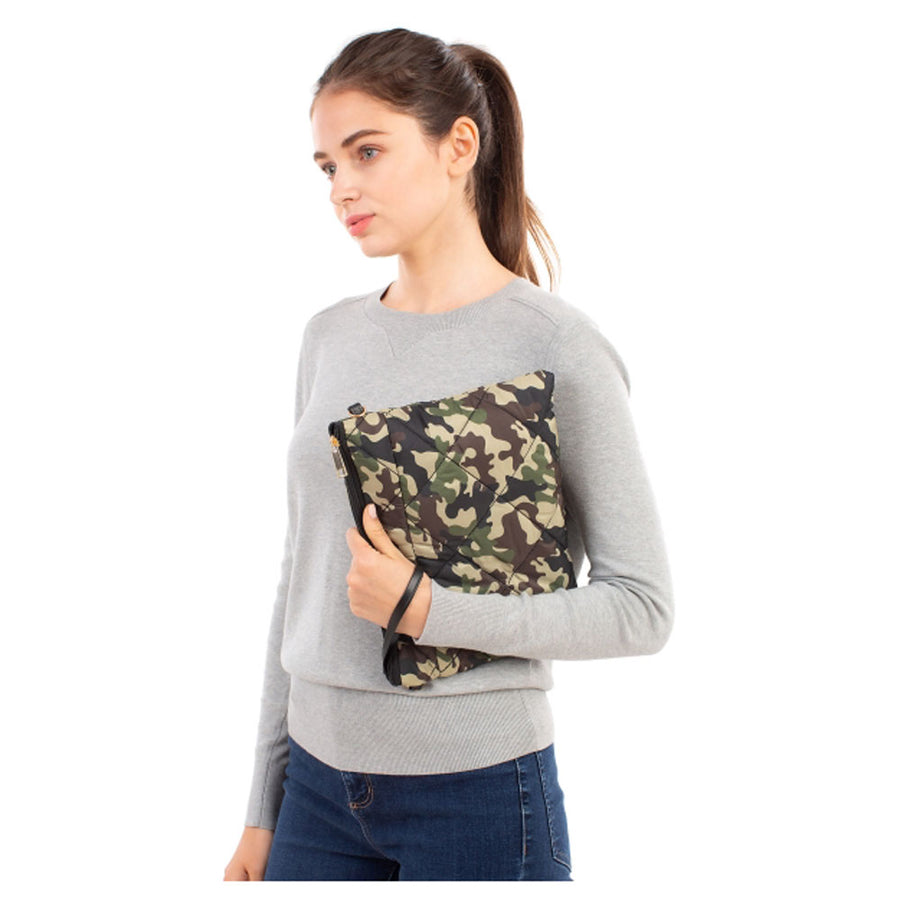 Versatile Camouflage Print Quilted Puffer Crossbody Bag