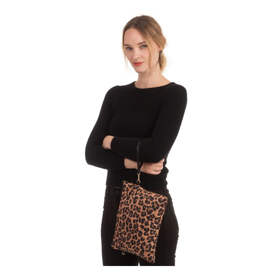 Leopard Print Quilted Puffer Cross Body Bag