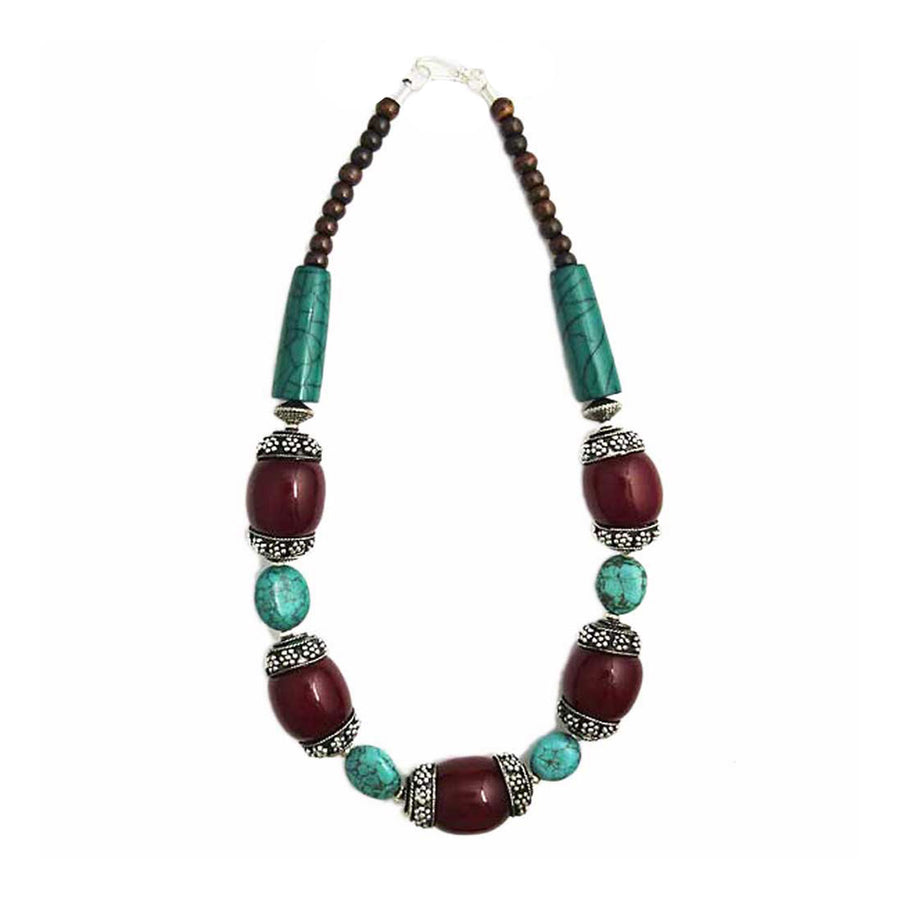 Handcrafted Turquoise Green Tribal Statement Necklace