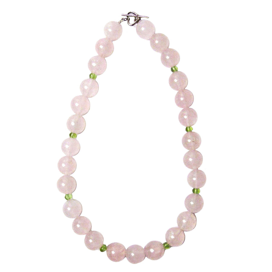Handcrafted Jumbo Quartz Pink Rose Beads Necklace