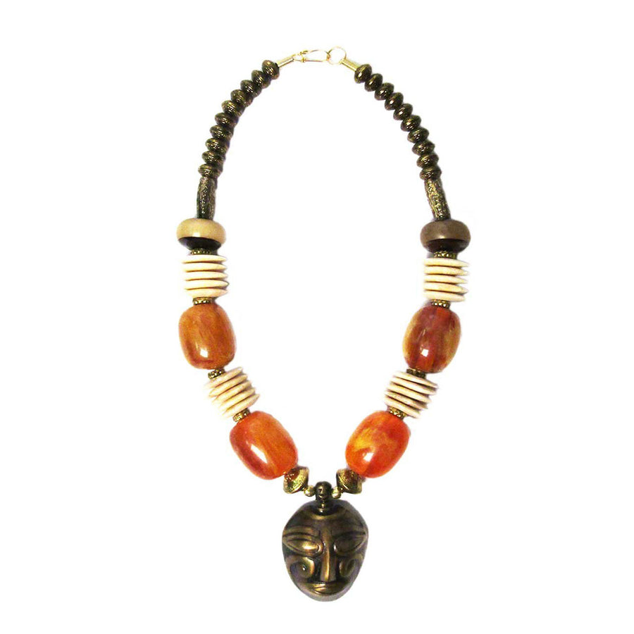 Handcrafted Amber Honey Tribal Pendant Statement Necklace