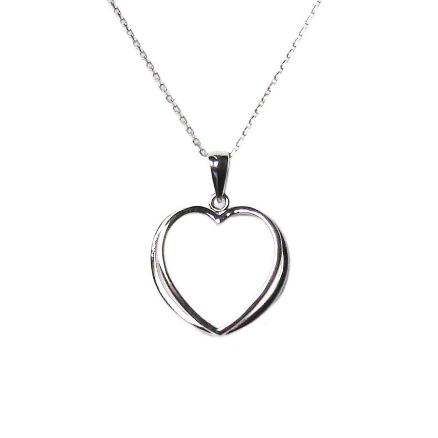 Iconic Silver Double Open Heart Pendant Necklace