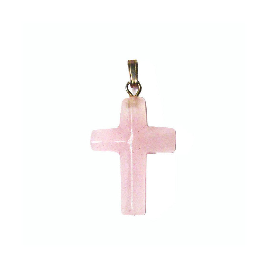 Pink Jade Cross Pendant Necklace