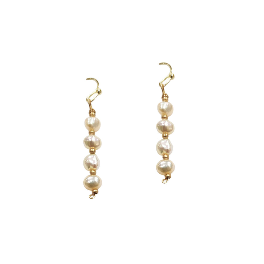 Handcrafted 14k Gold Plated Fresh Water Pearl 1.5" Dangle Earrings