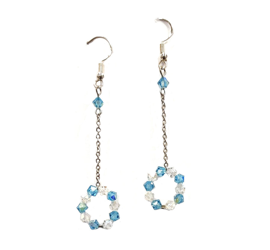 Romantic Blue Clear Swarovski Crystal Dangle Earrings