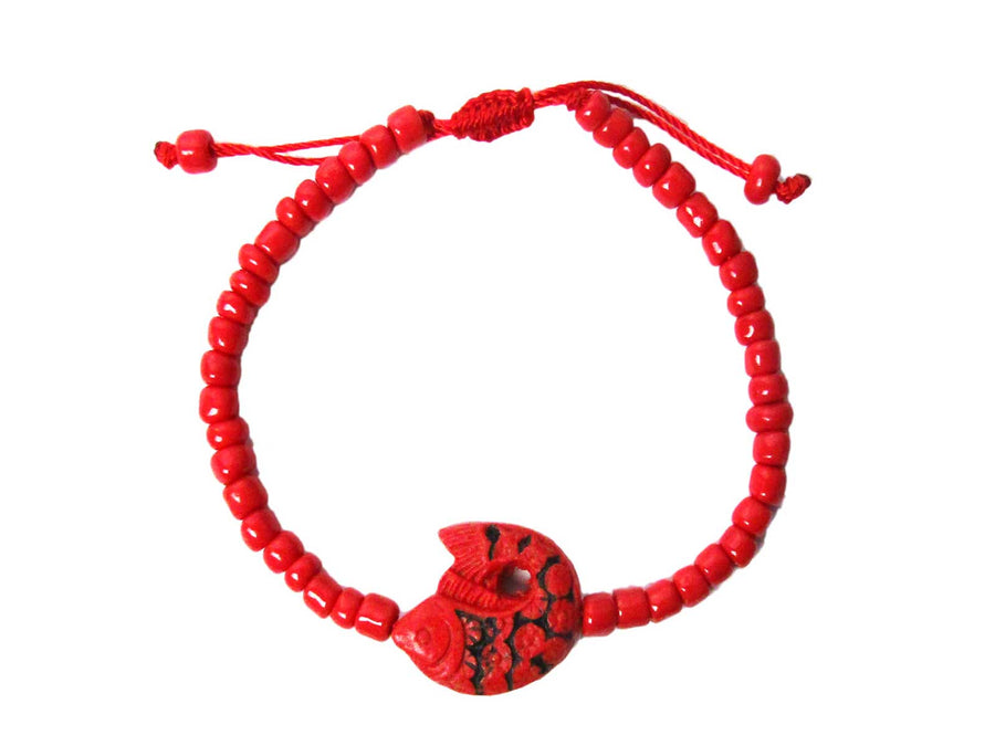 Bold Cinnabar Red Fish Bracelet