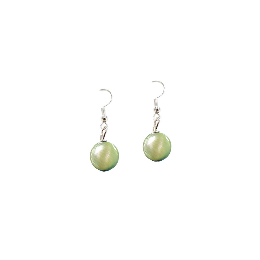 Genuine Mother of Pearl Green Small Dangle Earrings