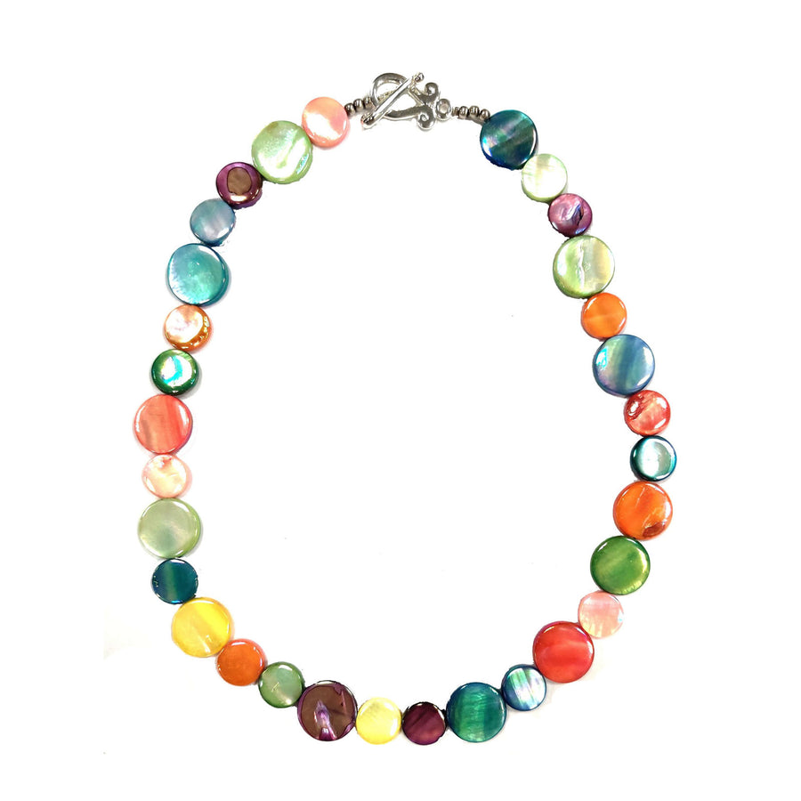 Genuine Mother Of Pearl Coin Disc Necklace