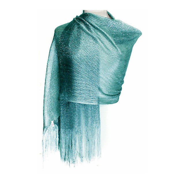 Ritzy & Sparkling Turquoise Blue Fringe Scarf