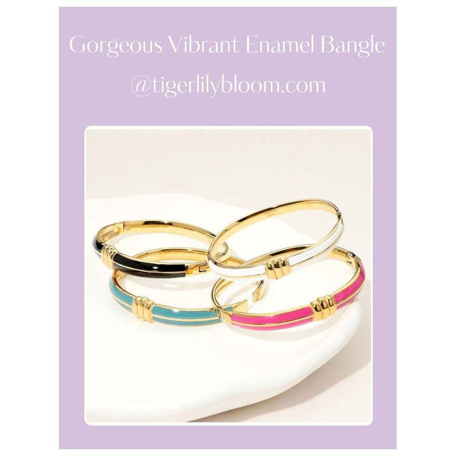 Pink Enamel Hinged Bangle Bracelet