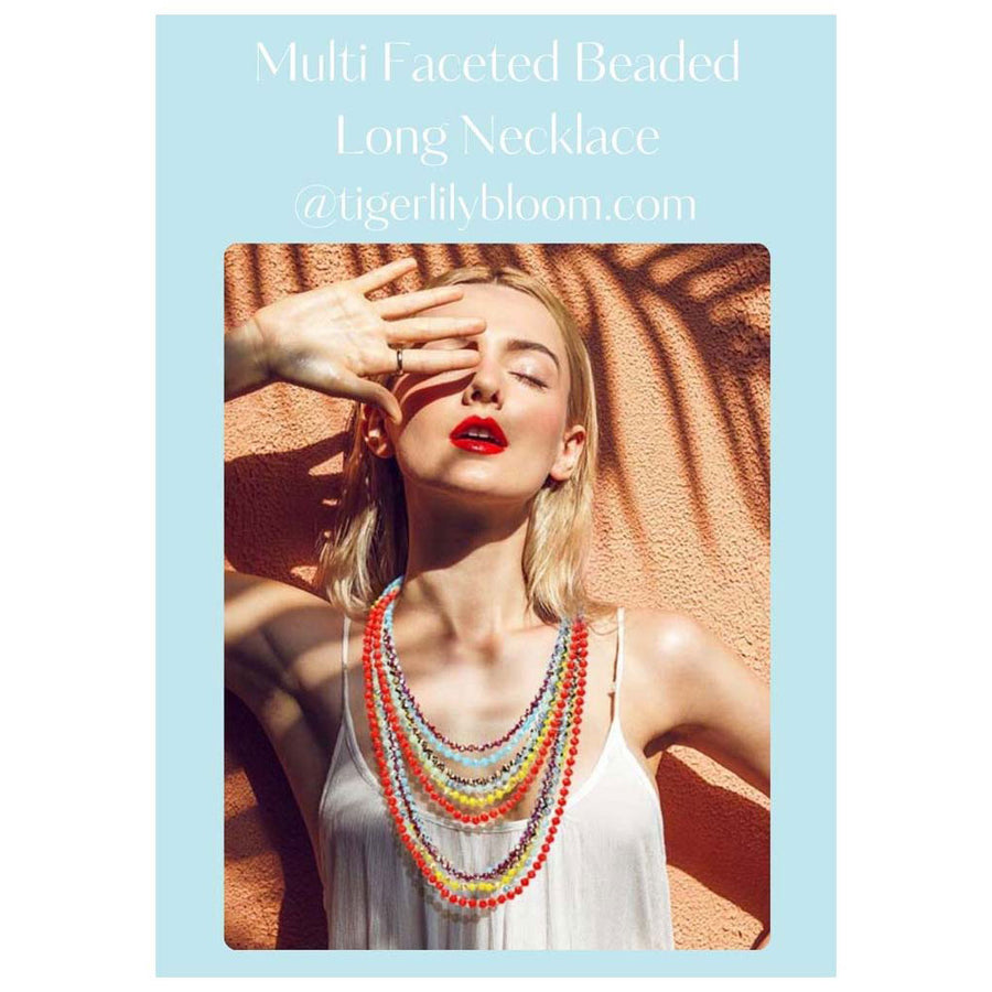 Aqua Faceted Beaded Wrap Around Long Necklace