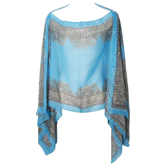 Turquoise Paisley Pearly Flora Cover Up