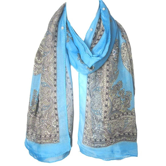 Turquoise Paisley Pearly Flora Cover Up