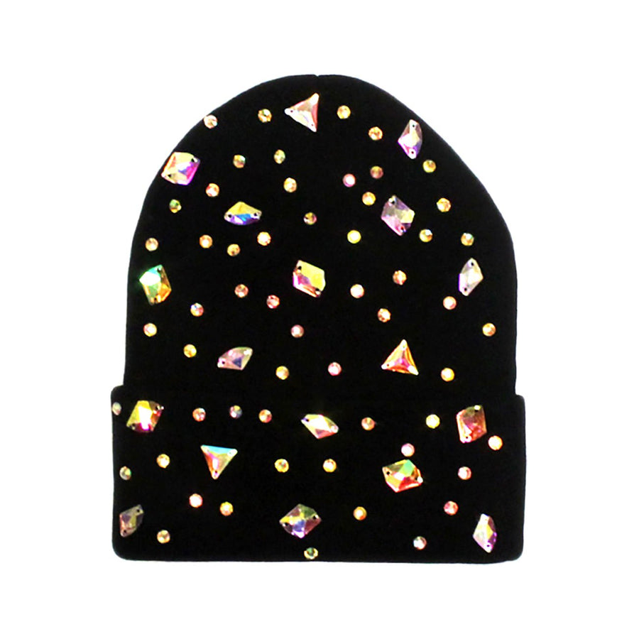Bling Multi Color Stone Beanie Hat