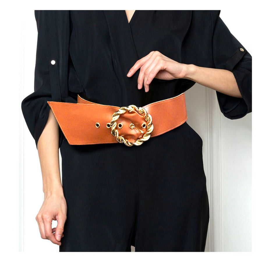 Twisted Circle Open Buckle Stretch Elastic Belt