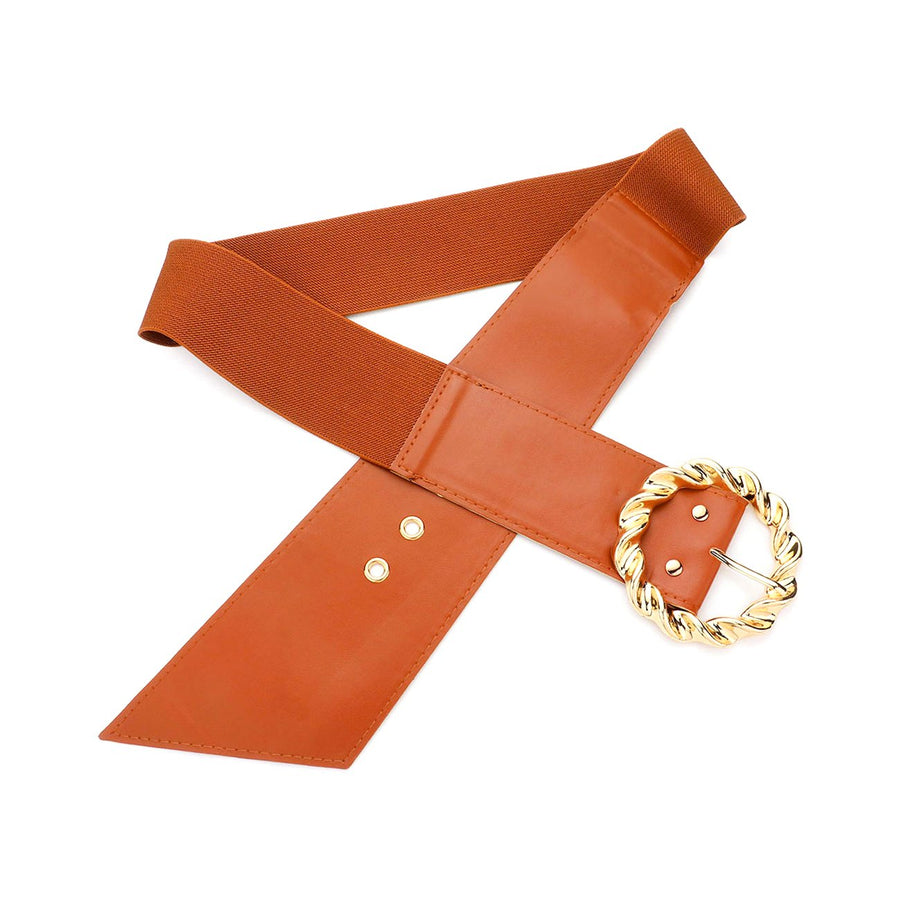 Twisted Circle Open Buckle Stretch Elastic Belt