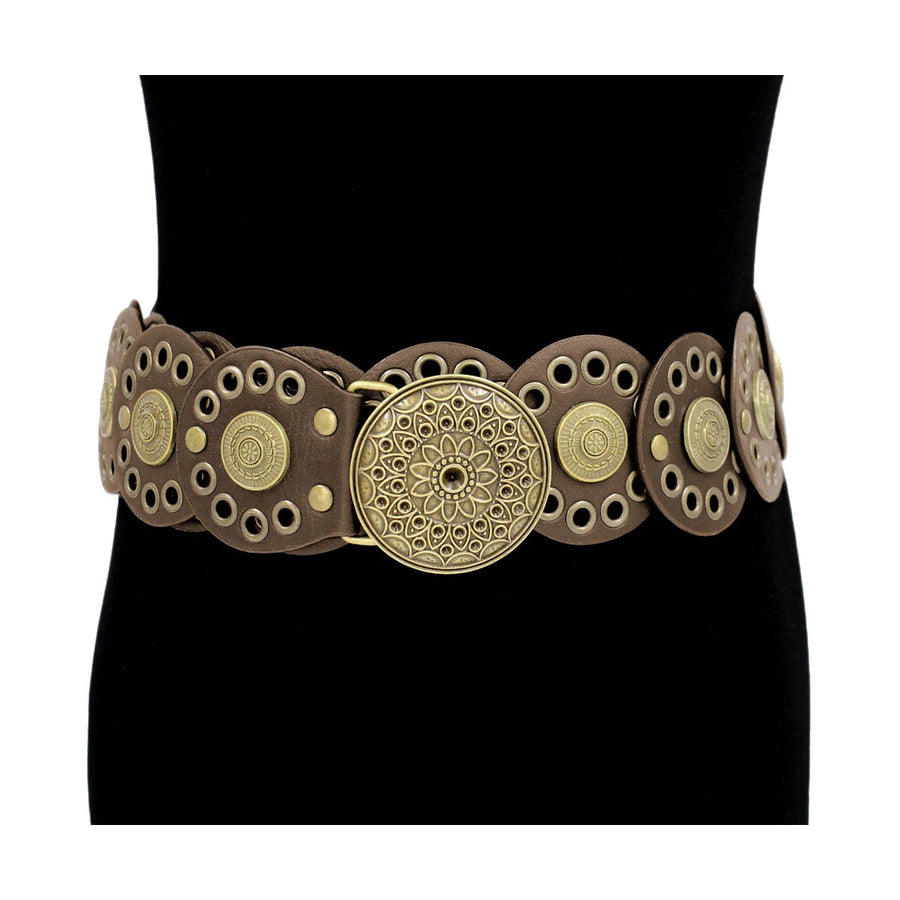 Black Gold Wide Western Conchos Waist Belt