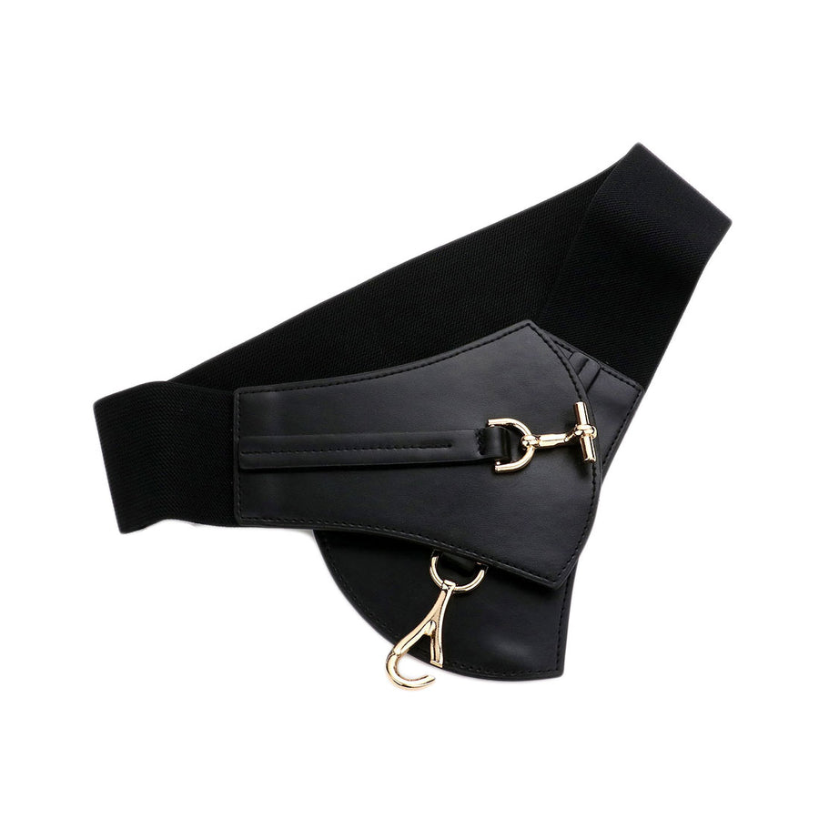 Gold Metal Buckle Stretch Elastic Belt
