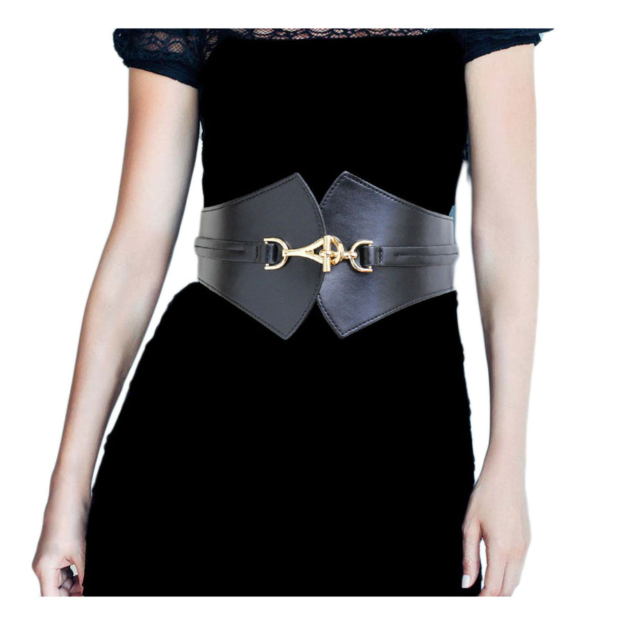 Gold Metal Buckle Stretch Elastic Belt