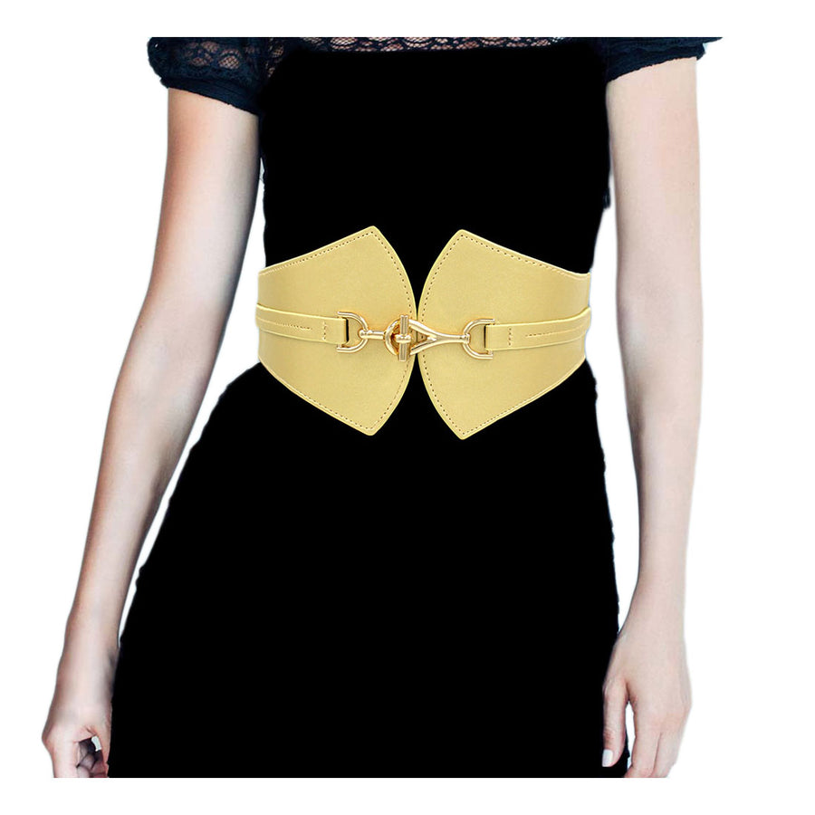 Gold Metal Buckle Stretch Elastic Belt