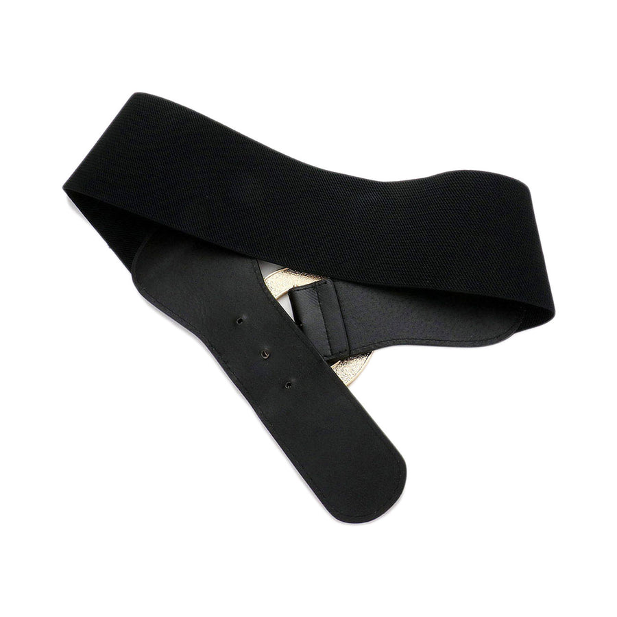 Gold Rhinestone Embellished Buckle Stretch Elastic Belt