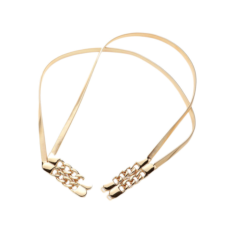 Dazzling Gold Buckle Metal Chain Stretch Belt