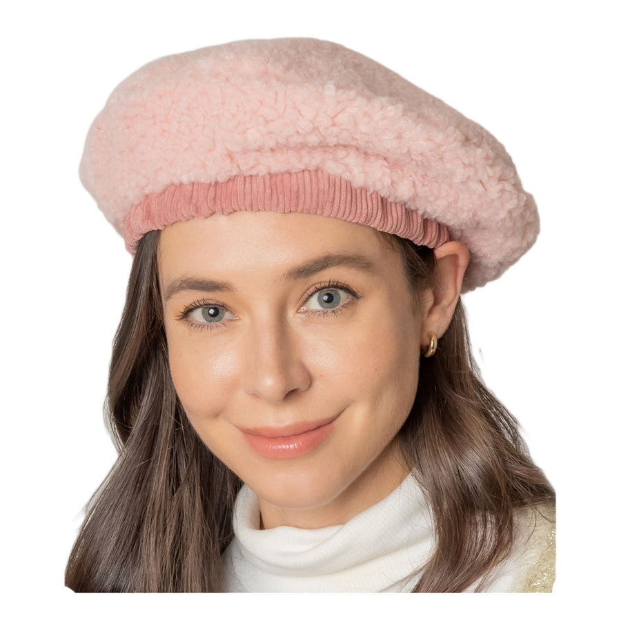 Lavender Stretchy Teddy Beret Hat