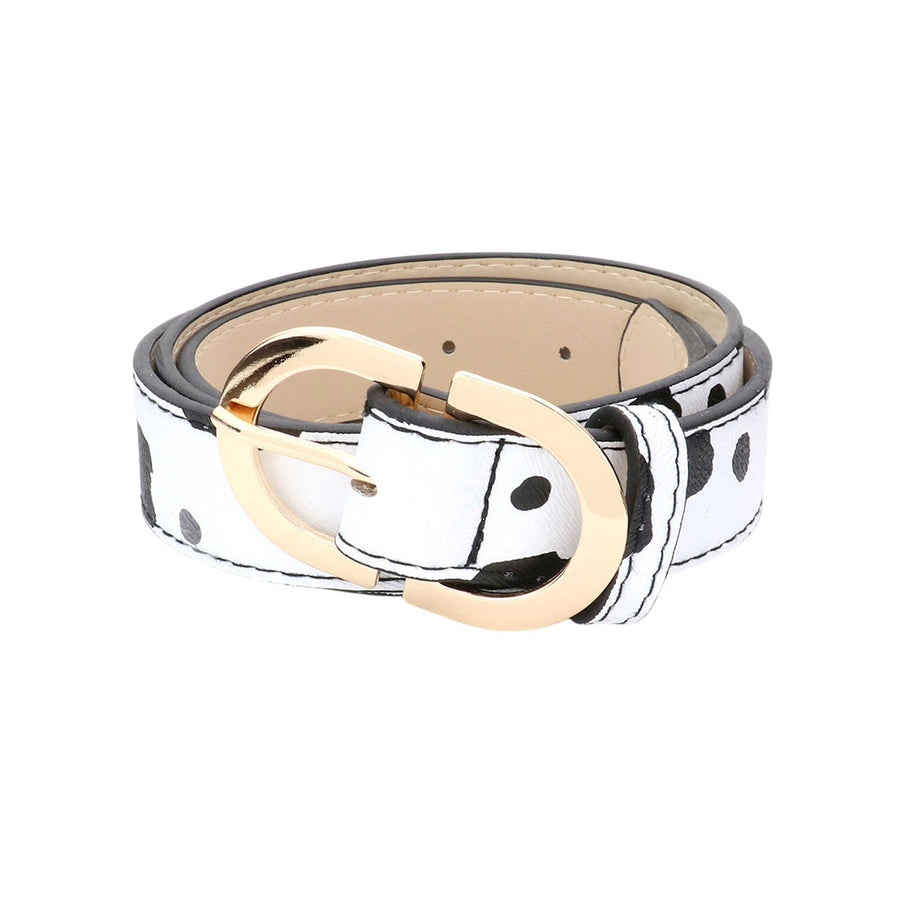 Brown Cow Pattern Faux Leather Belt