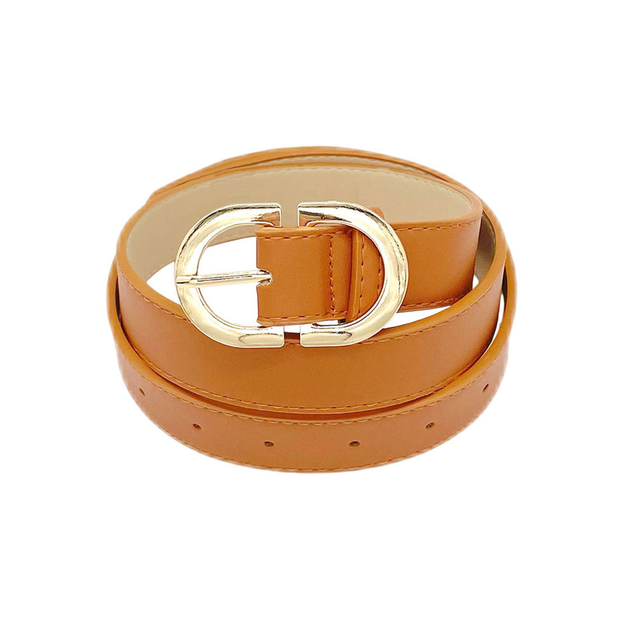 Solid Tan Faux Leather Belt